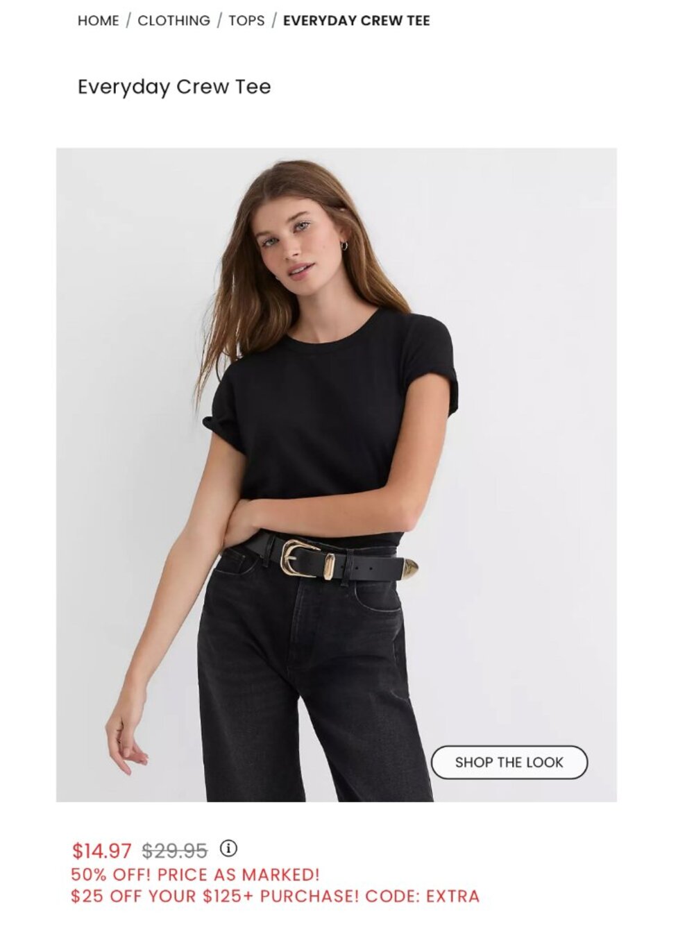 LOFT Black Everyday Crew Tee Cotton Modal xs